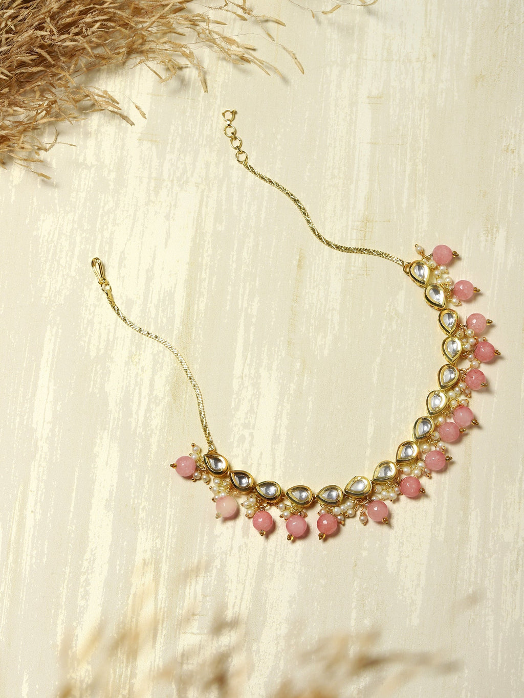 Gold-Toned Pink Gold-Polished Handcrafted Necklace - Ruby Raang | Grocsy