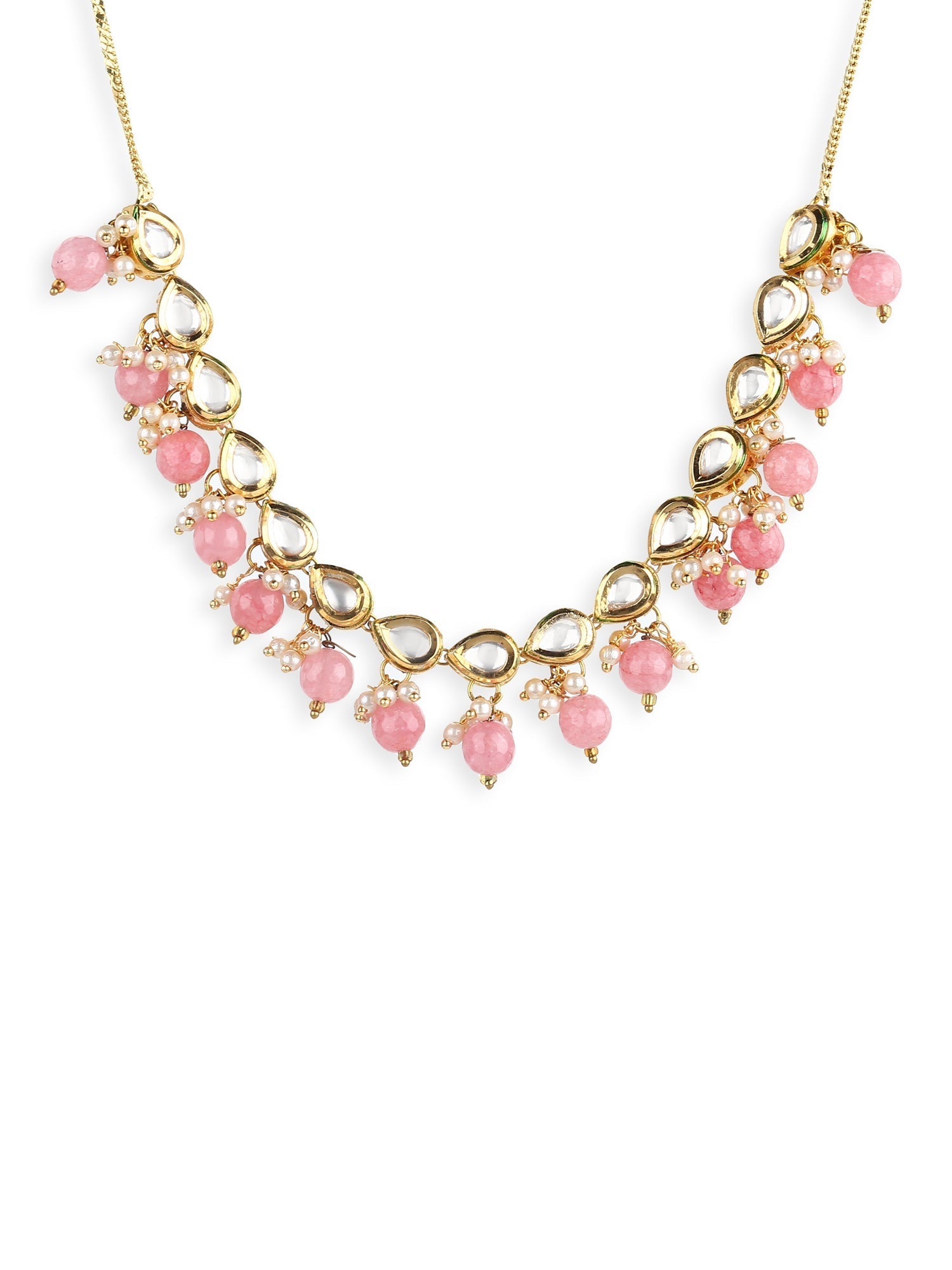 Gold-Toned Pink Gold-Polished Handcrafted Necklace - Ruby Raang | Grocsy