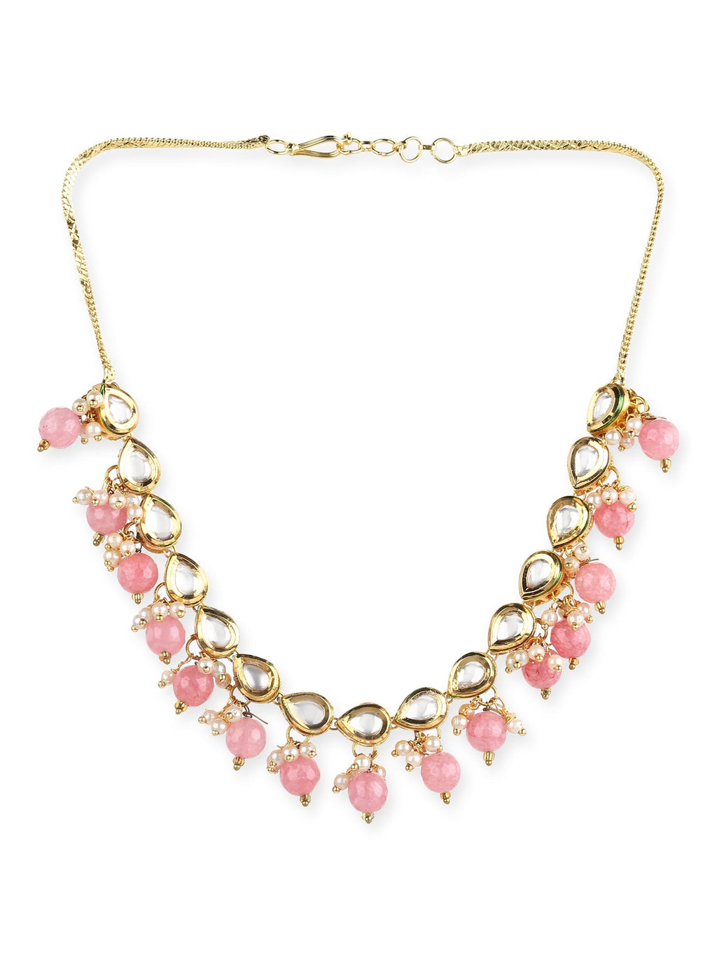 Gold-Toned Pink Gold-Polished Handcrafted Necklace - Ruby Raang | Grocsy