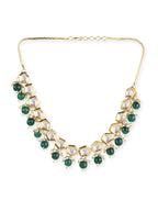 Gold-Polished White Greeb Brass Kundan Pearls Necklace - Ruby Raang | Grocsy