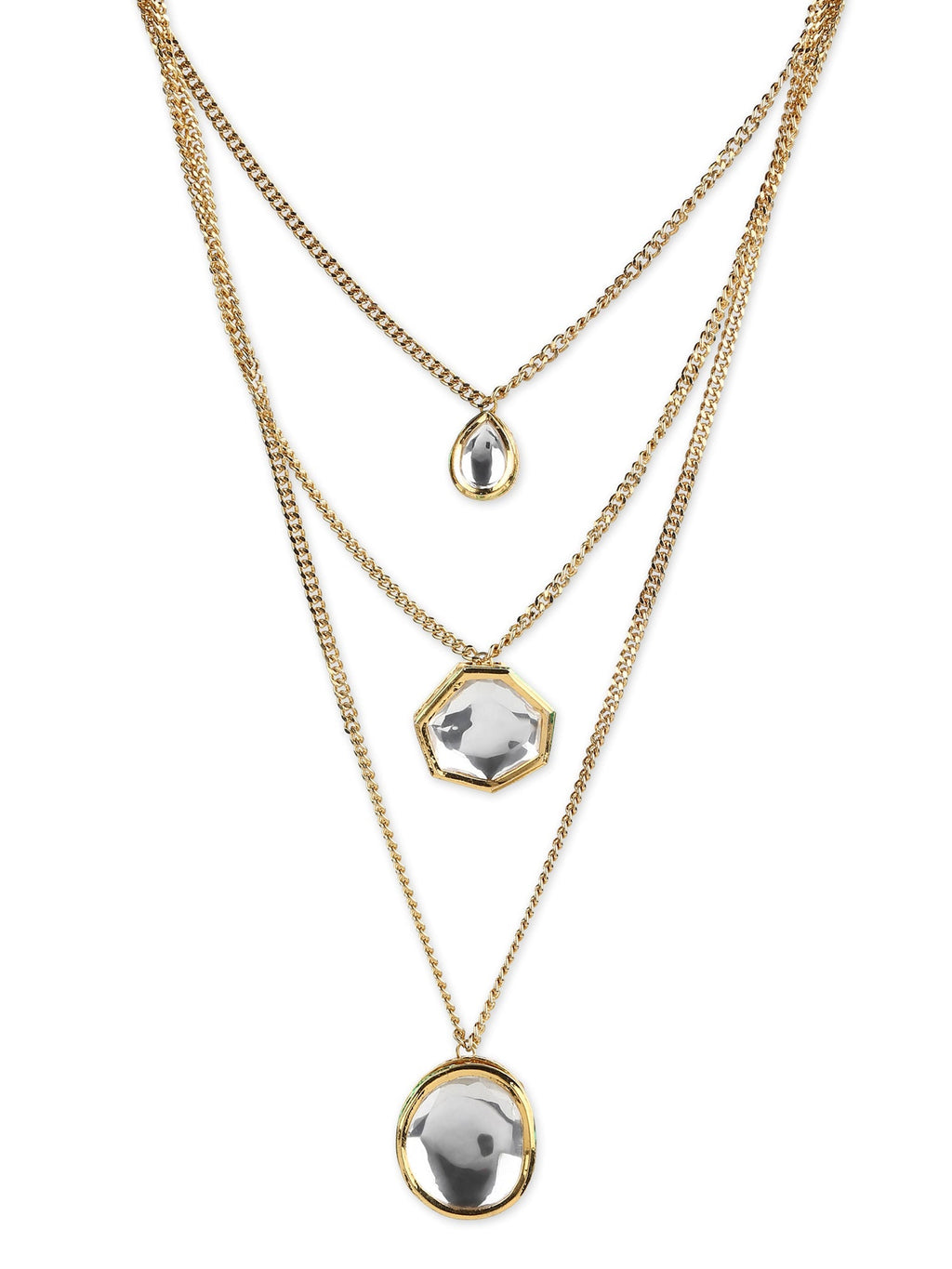 Gold-Polished White Brass Layered Necklace - Ruby Raang | Grocsy