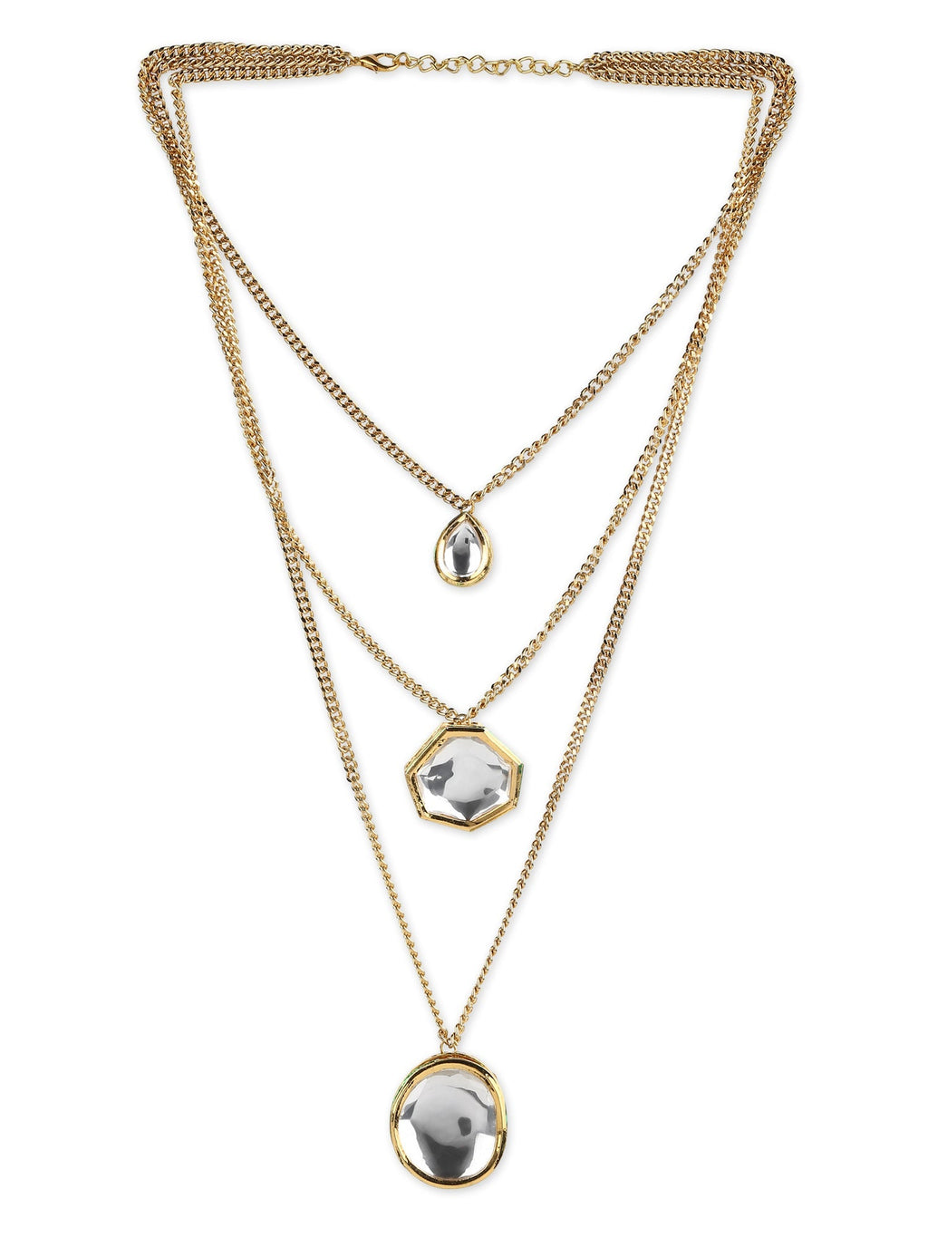 Gold-Polished White Brass Layered Necklace - Ruby Raang | Grocsy