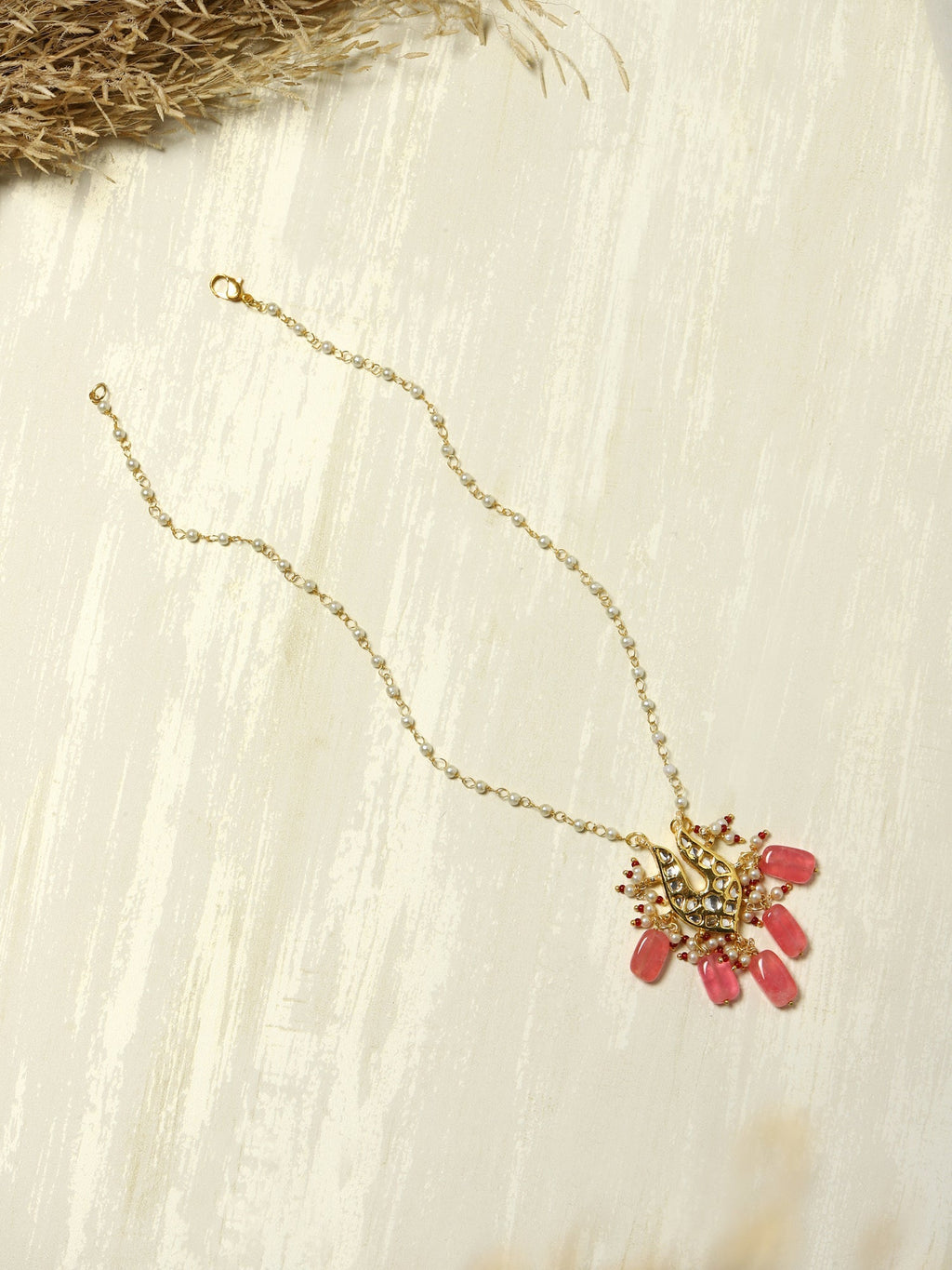 Gold-Polished Pink Brass Necklace - Ruby Raang | Grocsy