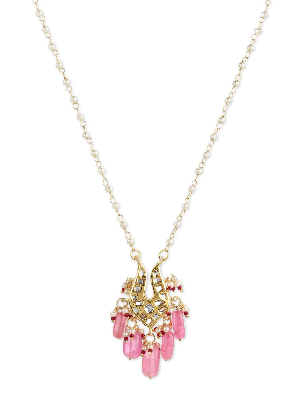 Gold-Polished Pink Brass Necklace - Ruby Raang | Grocsy