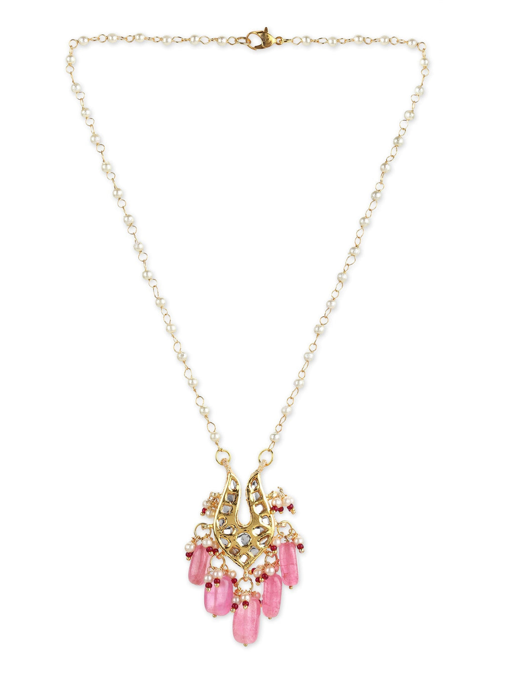 Gold-Polished Pink Brass Necklace - Ruby Raang | Grocsy