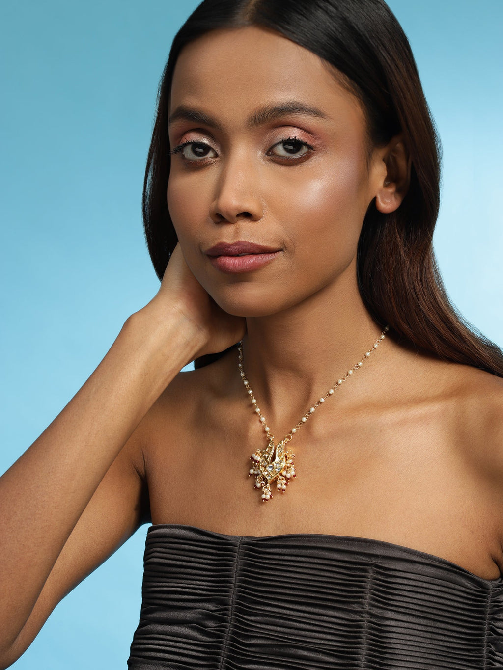 Gold-Polished Brass Necklace - Ruby Raang | Grocsy