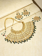 Gold-Polished Gold Kundan Studded Maharani Jewellery Set - Ruby Raang