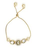 Women's Gold-Polished White Brass Kundan Charm Bracelet - Ruby Raang