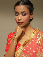 Women's Gold-Polished White Brass Kundan Bangle-Style Bracelet - Ruby Raang | Grocsy