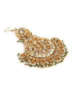 Gold-Polished Kundan Studded Maang Tikka Jhoomar - Ruby Raang | Grocsy