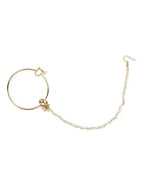 Women's Gold-Toned White Kundan Nose Ring - Ruby Raang | Grocsy