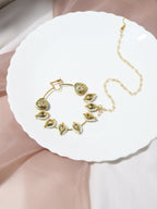 White Gold-Toned Plated Kundan Vilandi Chained Nose Ring - Ruby Raang | Grocsy