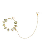 White Gold-Toned Plated Kundan Vilandi Chained Nose Ring - Ruby Raang | Grocsy