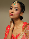 Gold-Polished Green White Kundan-Studded Maang Tikka - Ruby Raang | Grocsy