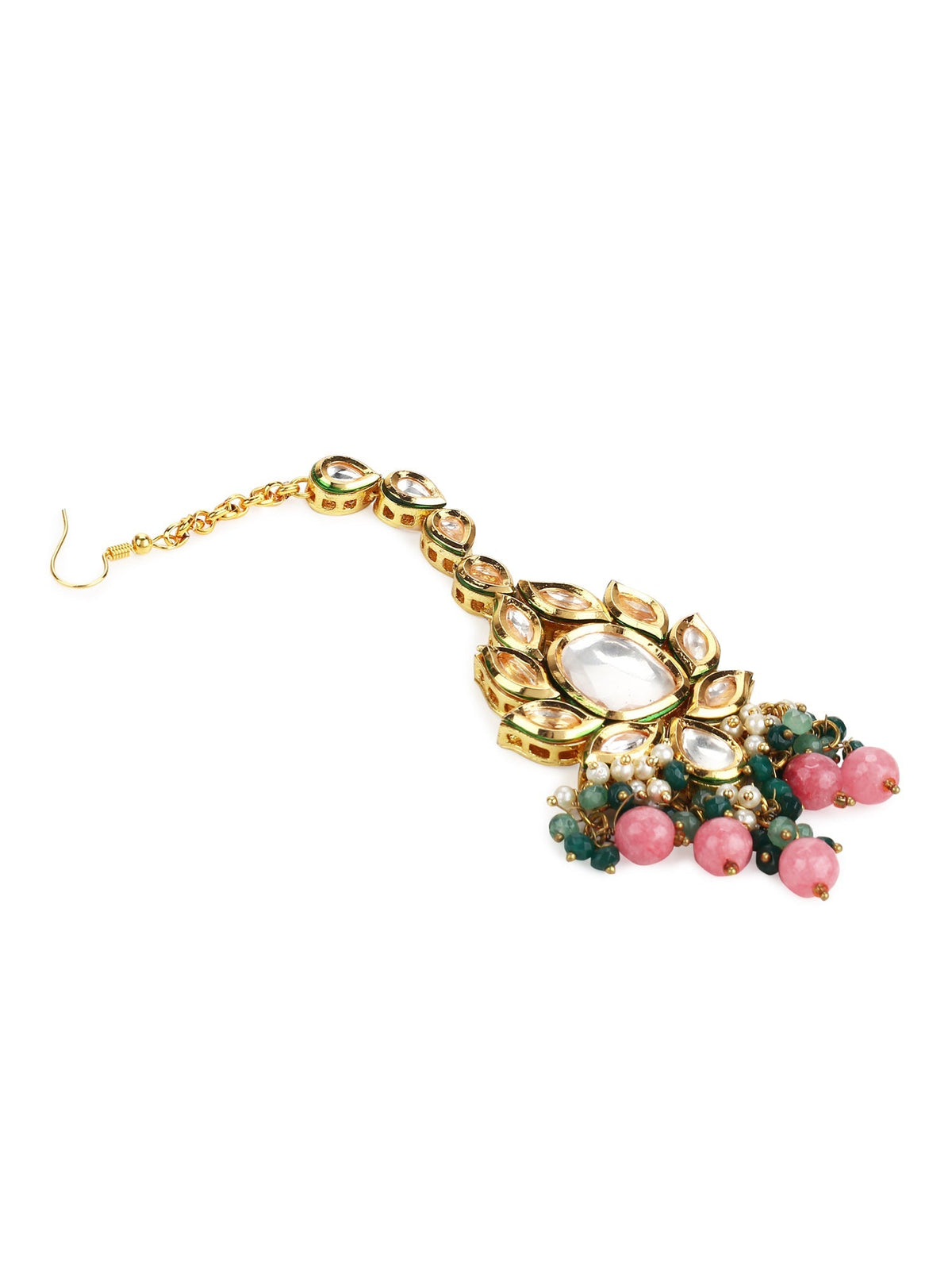 Gold-Toned Kundan Studded Maang Tikka - Ruby Raang | Grocsy
