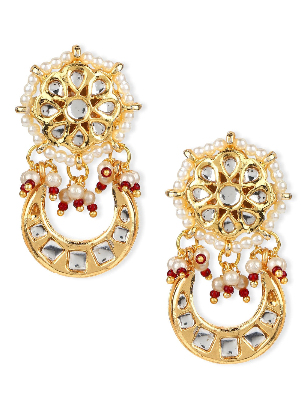 Gold-Toned Contemporary Studs Earrings - Ruby Raang