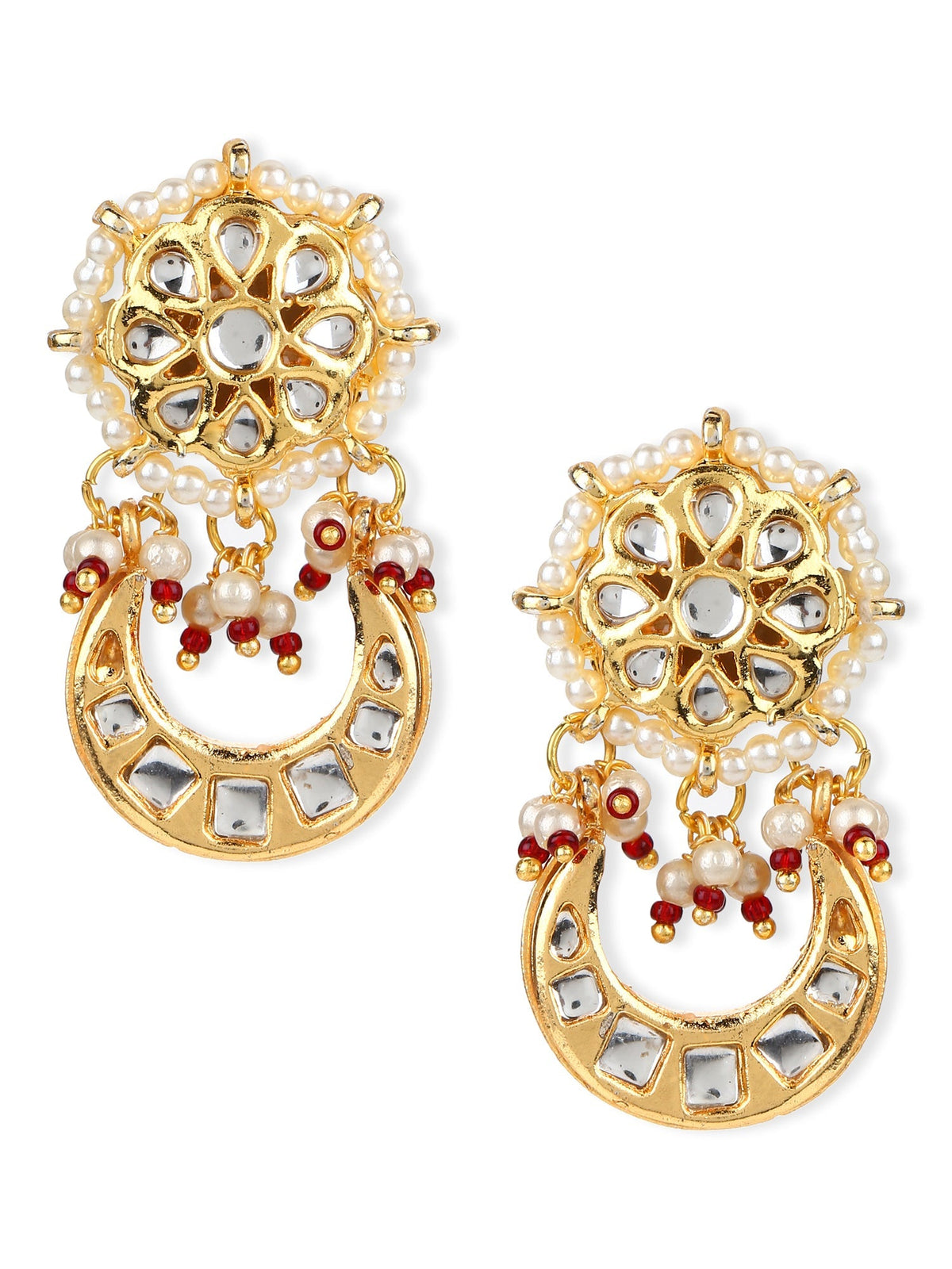Gold-Toned Contemporary Studs Earrings - Ruby Raang