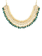 Gold-Polished Green Kundan Studded Brass Necklace - Ruby Raang | Grocsy