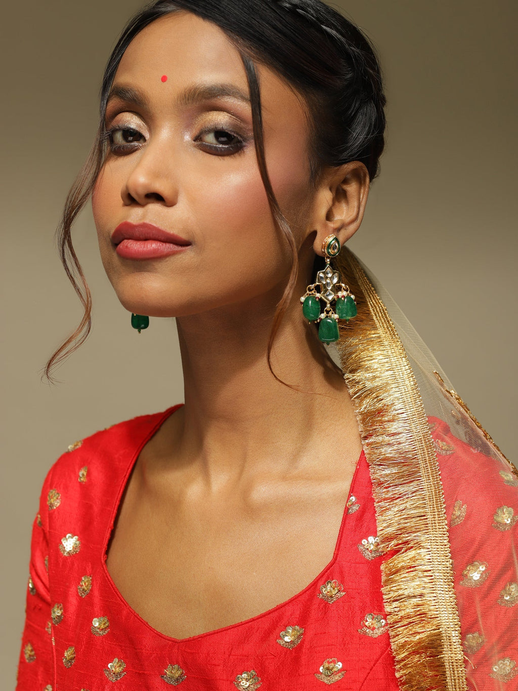 Green Contemporary Drop Earrings - Ruby Raang | Grocsy