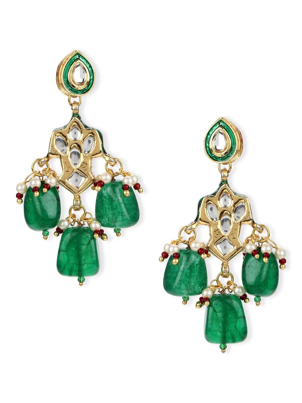 Green Contemporary Drop Earrings - Ruby Raang | Grocsy