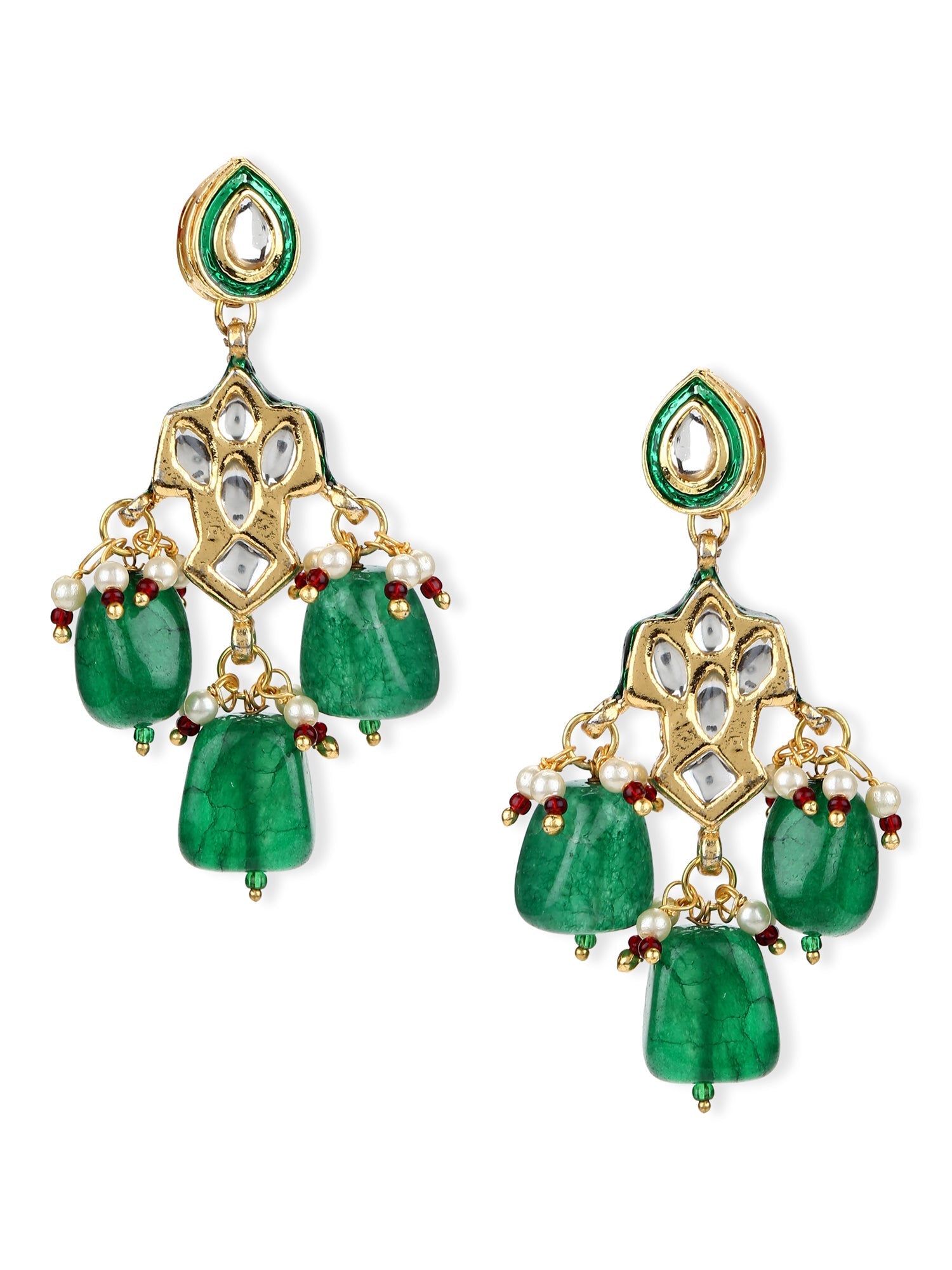 Green Contemporary Drop Earrings - Ruby Raang | Grocsy