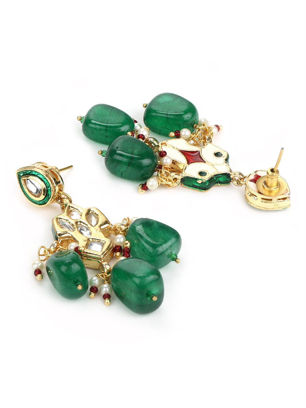 Green Contemporary Drop Earrings - Ruby Raang | Grocsy