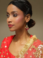 Maroon Kundan Contemporary Drop Earrings - Ruby Raang | Grocsy