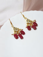 Maroon Kundan Contemporary Drop Earrings - Ruby Raang | Grocsy
