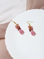 Pink Contemporary Gold-Polished Drop Earrings - Ruby Raang | Grocsy