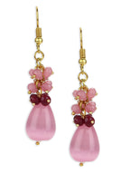 Pink Contemporary Gold-Polished Drop Earrings - Ruby Raang | Grocsy