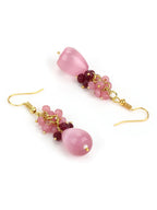 Pink Contemporary Gold-Polished Drop Earrings - Ruby Raang | Grocsy