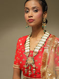 Gold-Polished White Green Kundan Studded Handcrafted Jewellery Set - Ruby Raang | Grocsy