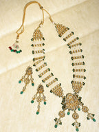 Gold-Polished White Green Kundan Studded Handcrafted Jewellery Set - Ruby Raang | Grocsy