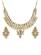Gold-Polished Kundan Choker With Earring - Ruby Raang | Grocsy