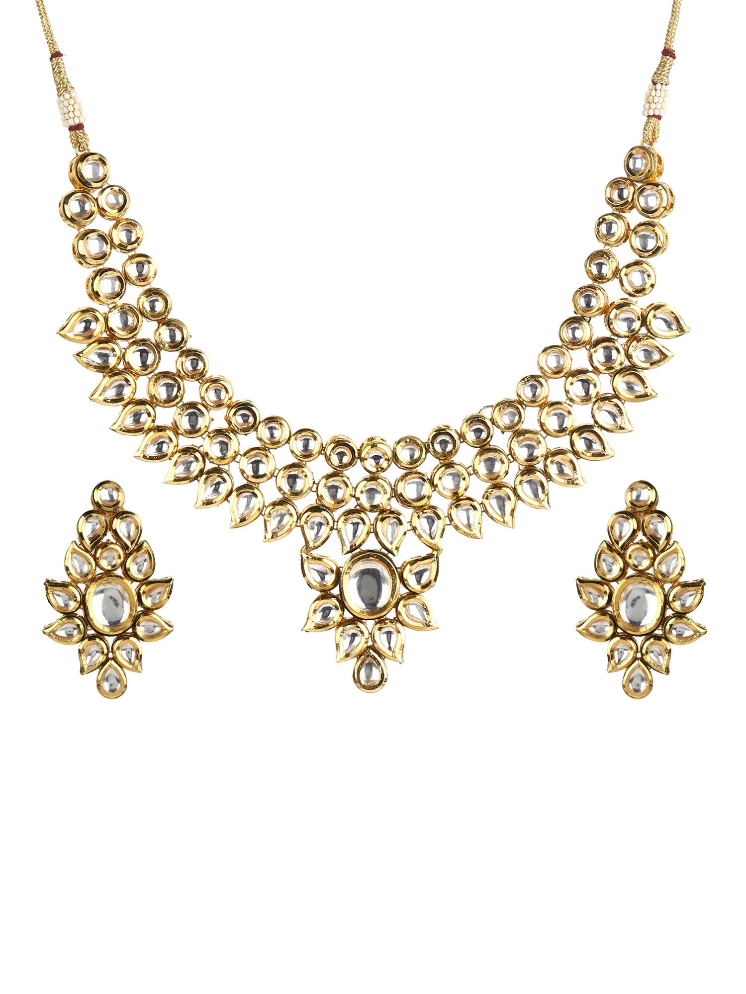 Gold-Polished Kundan Choker With Earring - Ruby Raang | Grocsy