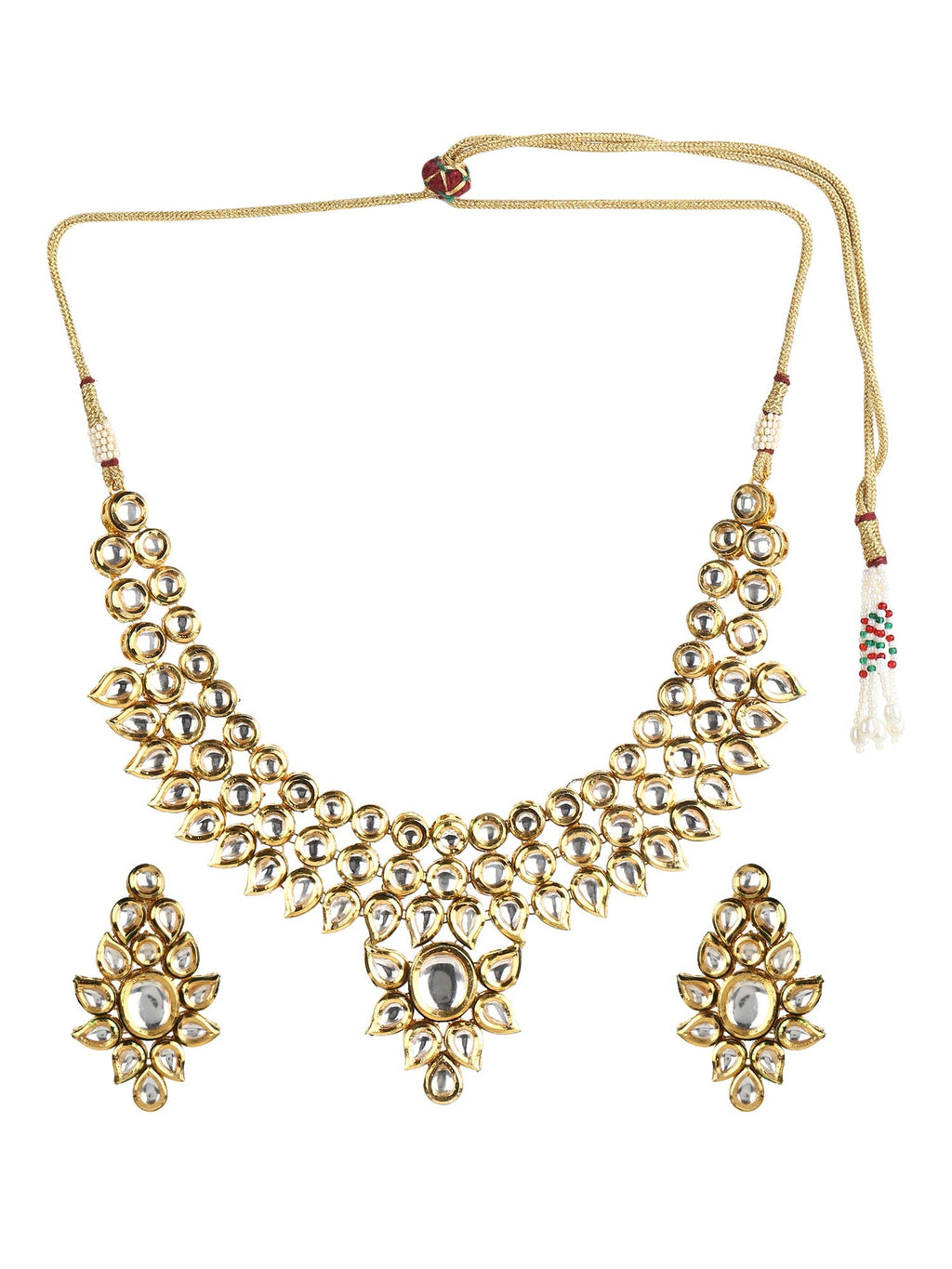 Gold-Polished Kundan Choker With Earring - Ruby Raang | Grocsy