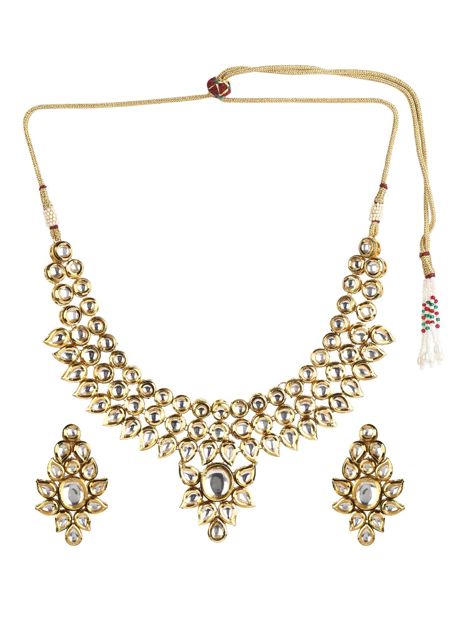 Gold-Polished Kundan Choker With Earring - Ruby Raang | Grocsy
