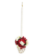Flower Jewellery Gold-Polished Red Floral Jewellery Set - Ruby Raang | Grocsy