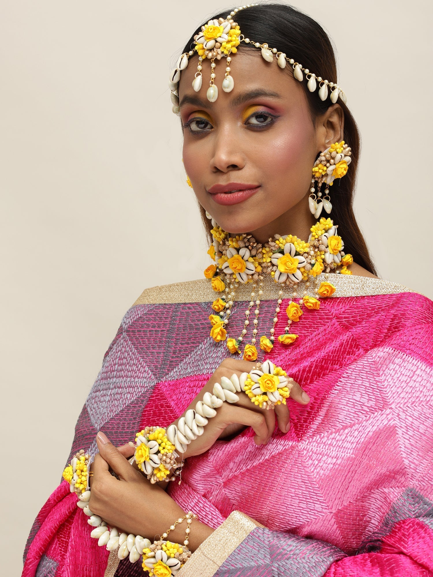 Yellow Gold-Polished Jewellery Set - Ruby Raang | Grocsy