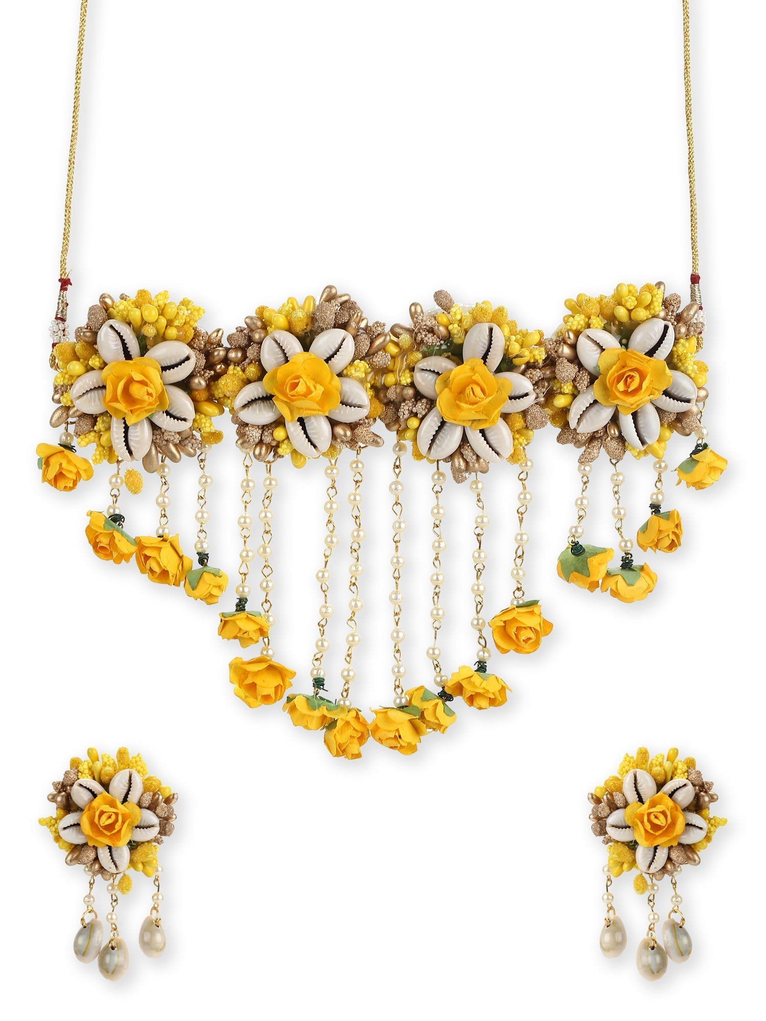 Yellow Gold-Polished Jewellery Set - Ruby Raang | Grocsy