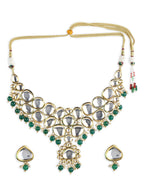 Green White Kundan Choker Jewellery Set - Ruby Raang | Grocsy