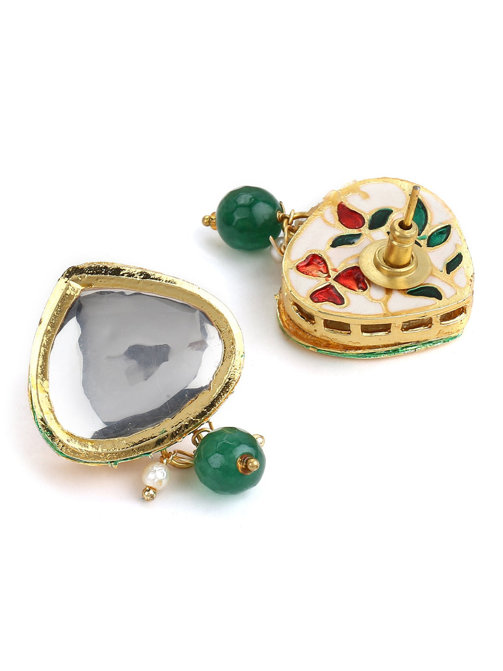 Green White Kundan Choker Jewellery Set - Ruby Raang | Grocsy