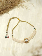 Gold-Polished White Brass Kundan Pearls Choker Necklace - Ruby Raang | Grocsy