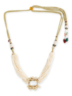 Gold-Polished White Brass Kundan Pearls Choker Necklace - Ruby Raang | Grocsy