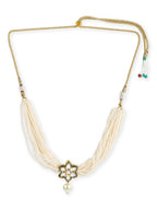 Gold-Polished White Green Brass Kundan Pearls Choker Necklace - Ruby Raang | Grocsy