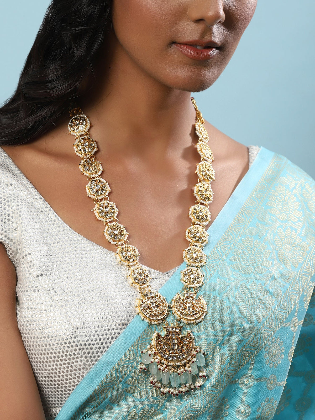 Gold-Toned White Brass Gold-Polished Necklace - Ruby Raang | Grocsy