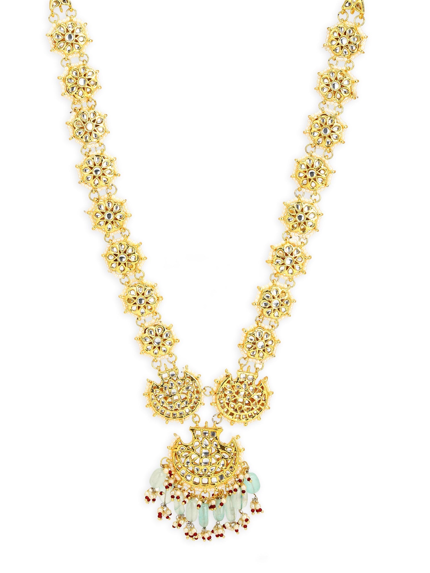 Gold-Toned White Brass Gold-Polished Necklace - Ruby Raang | Grocsy