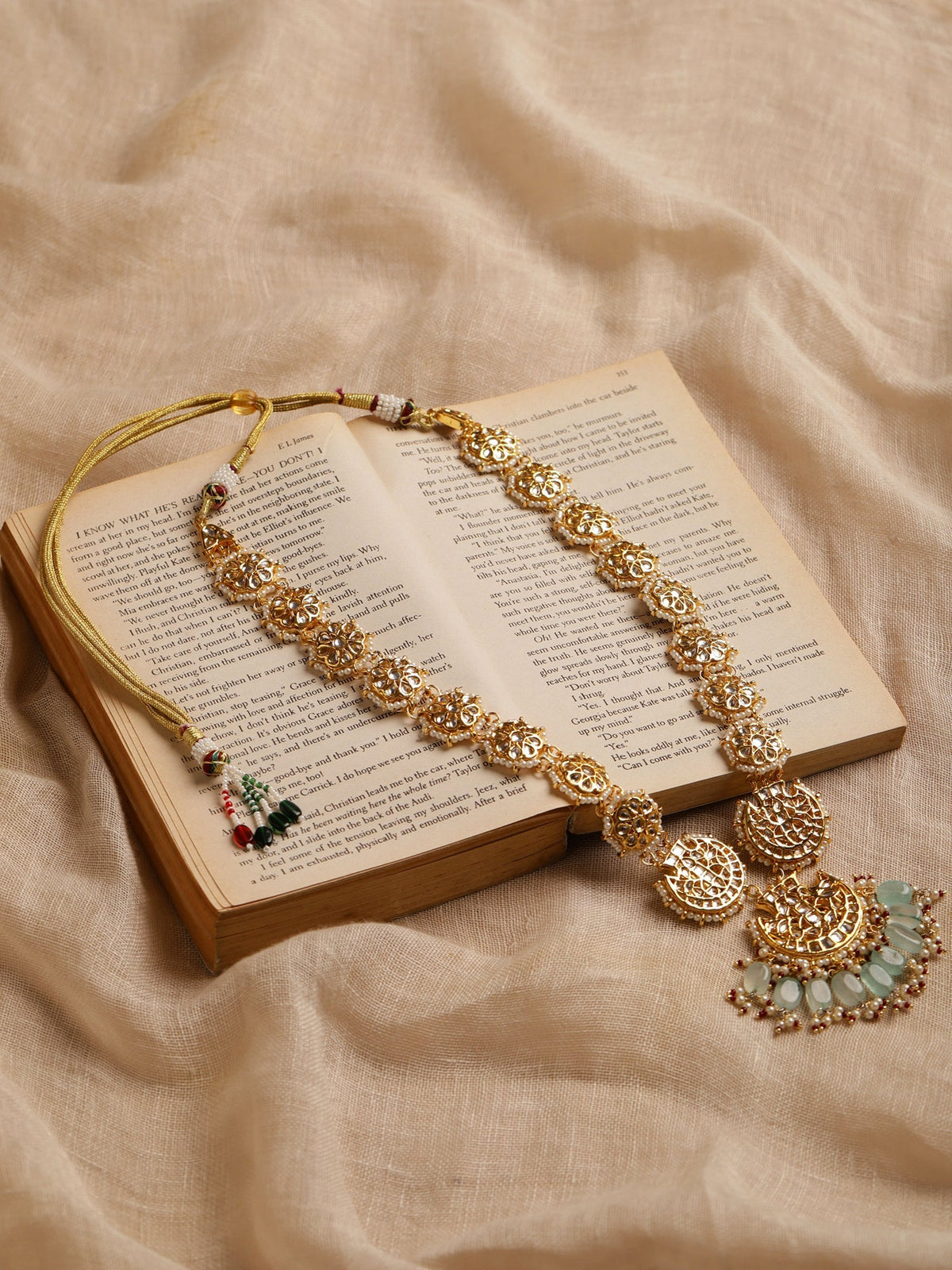 Gold-Toned White Brass Gold-Polished Necklace - Ruby Raang | Grocsy