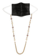 White Gold Toned Embellished Mask Chain - Ruby Raang | Grocsy