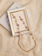 White Gold Toned Embellished Mask Chain - Ruby Raang | Grocsy